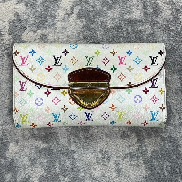 Louis Vuitton White Multicolor Eugenie Long Pushlock Wallet Takashi Murakami - Picture 1 of 17